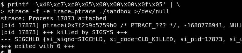 seccomp not permitting ptrace